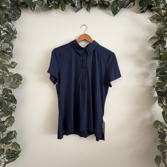 Lululemon Athletic Quick Drying Short Sleeve Polo Shirt True Navy NWT Size 12 - Picture 1 of 7